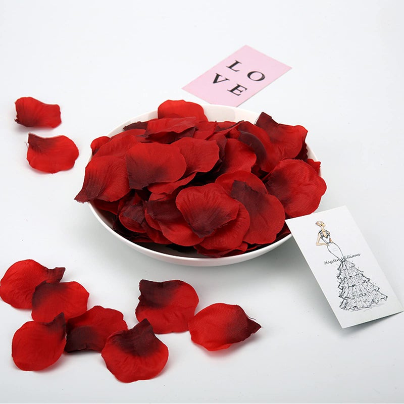 Neo LOONS 1000 Pcs Artificial Silk Rose Petals Decoration Wedding Party Color Dark Red & Burgundy - Image 5